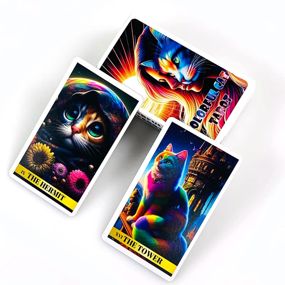 New Colorful Cat Tarot Cards Deck A 78 Oracle English Visions Divination Edition Deck Borad Playing Games Cat-themed Tarot Cards