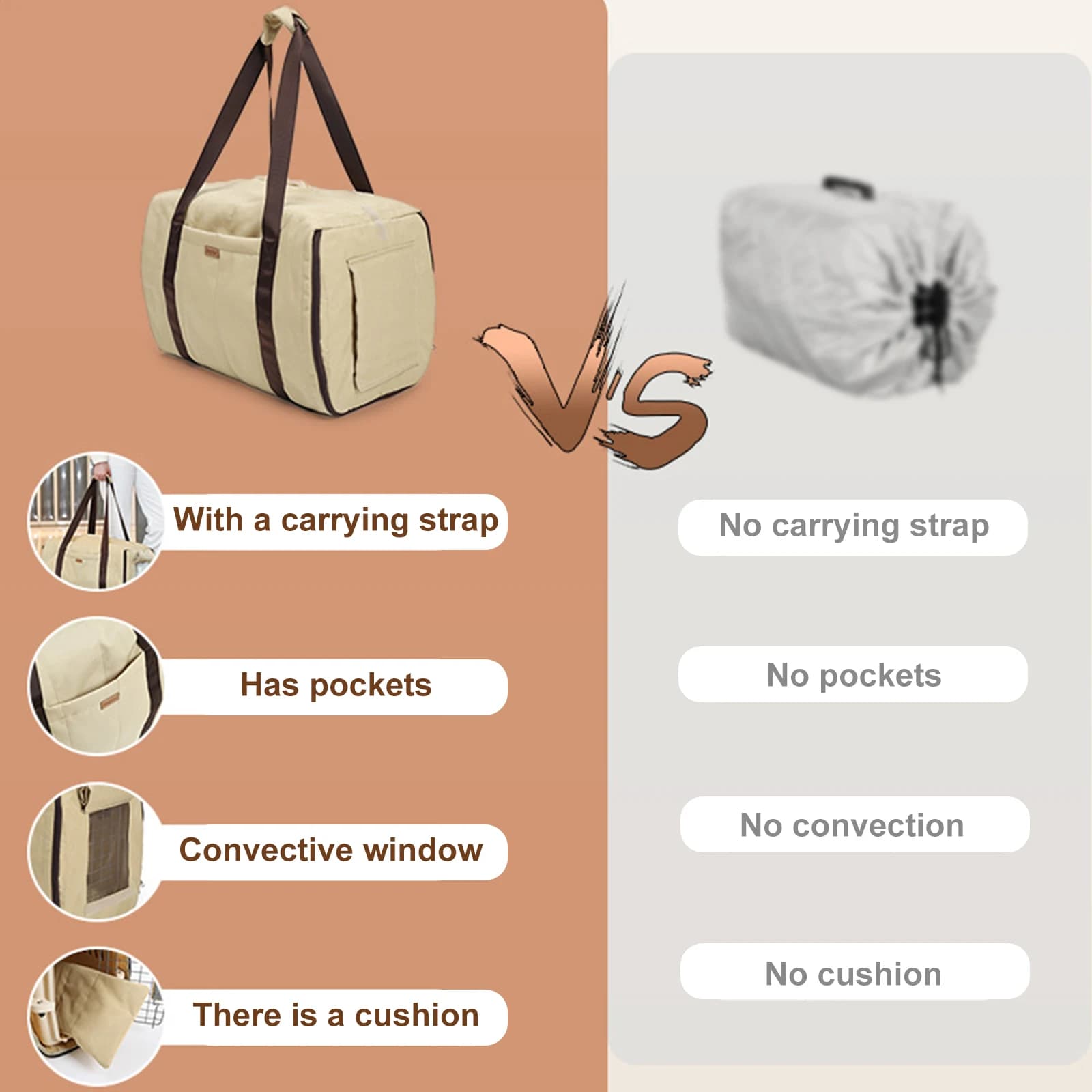 Borsa Versatile per Piccoli Animali Domestici con Rete Traspirante e Tracolla Comoda per Viaggi e Gite con Cuccioli