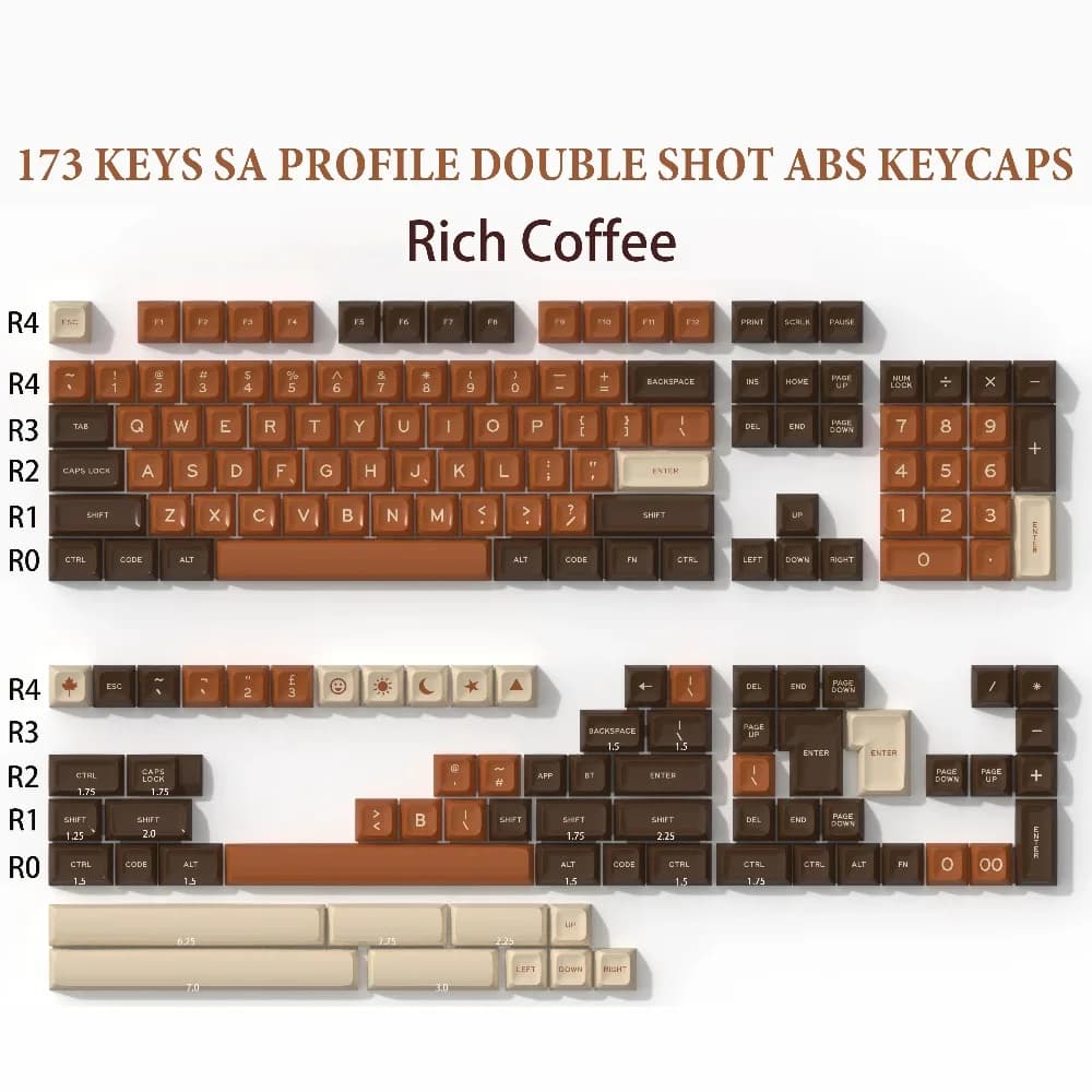Set di 173 Tasti in ABS Double Shot per Tastiera Meccanica, Profilo SA, Stile Minimalista, Compatibile con Switch Cherry MX