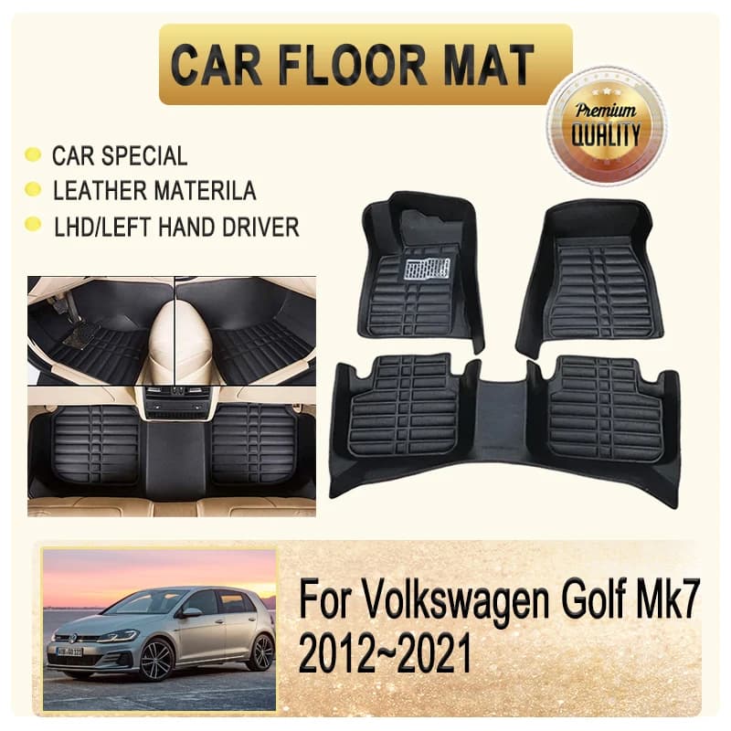 Car mats for VW Volkswagen Golf Mk7 Golf 7 2012 ~ 2021 Leather cushions Foot caps Left hand driver cap Cover Car accessories