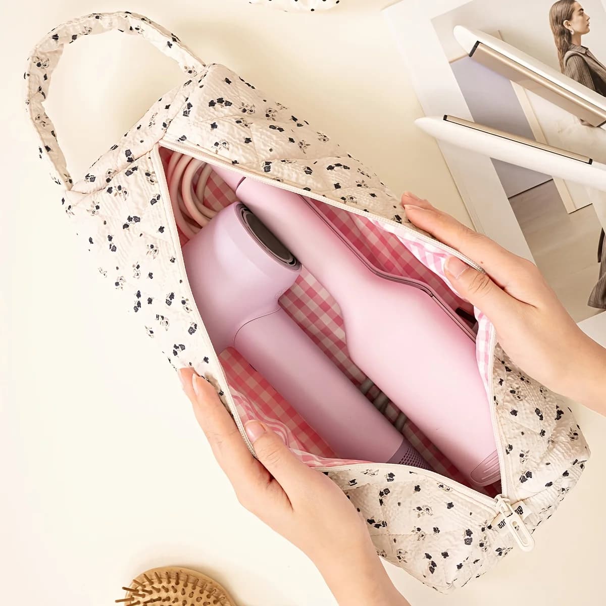 Nuova borsa portaoggetti per asciugacapelli, borsa portaoggetti per strumenti per capelli, borsa portaoggetti per ferro arricciacapelli, borsa multifunzionale da viaggio per articoli da toeletta