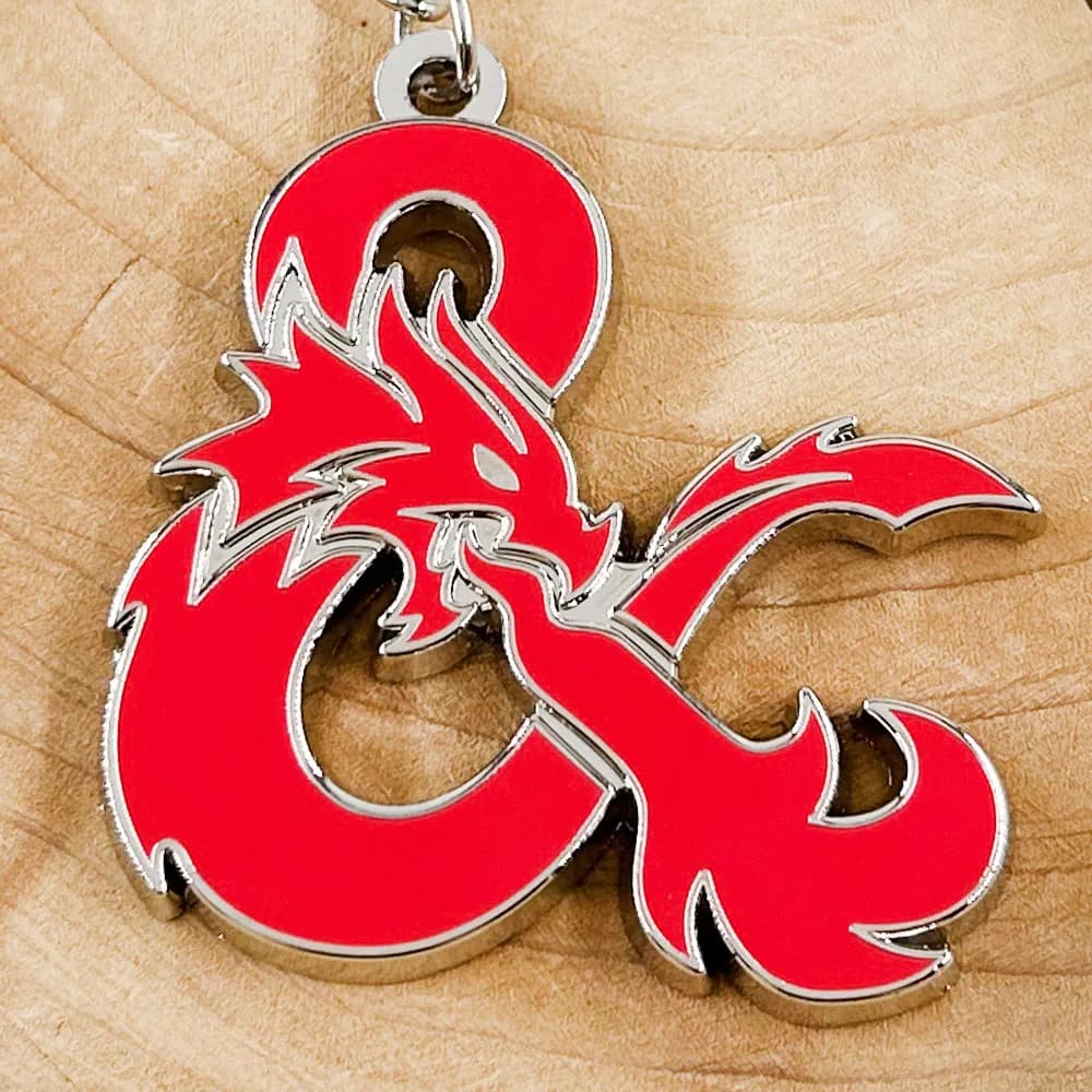 DnD Dragon Logo Portachiavi Gioco di ruolo Portachiavi periferico Gamer Raccogli souvenir Ciondolo