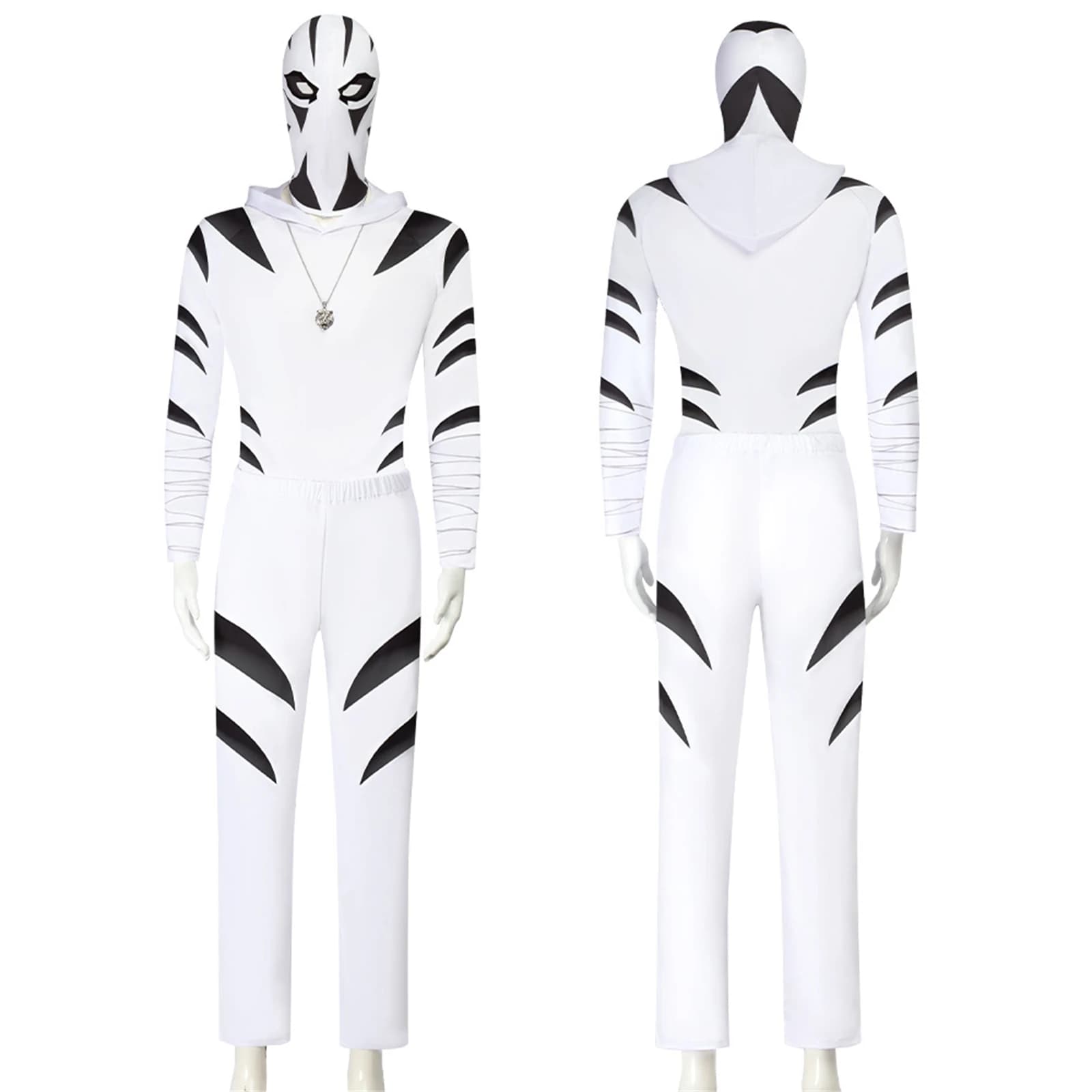 Costume da Tigre per Cosplay, Felpa Bianca con Fascia per la Testa, Uniforme da Guerriero, Set per Halloween e Feste in Maschera