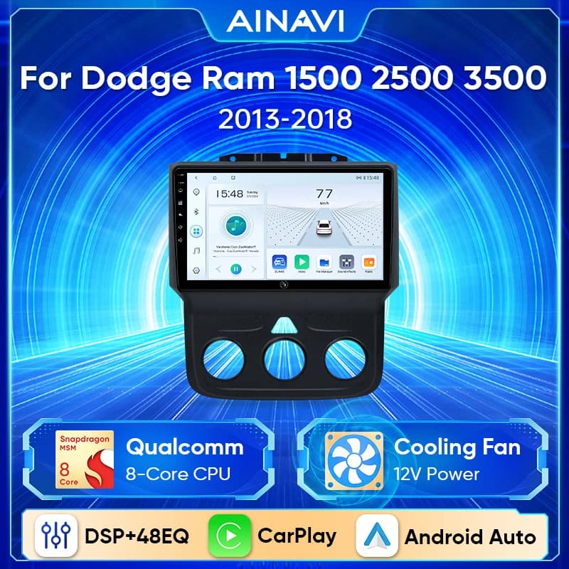Ainavi Android 13 Autoradio Per Dodge Ram 1500 2500 3500 2013-2018 Wireless CarPlay Android 4G Lettore Multimediale GPS 2Din Auto