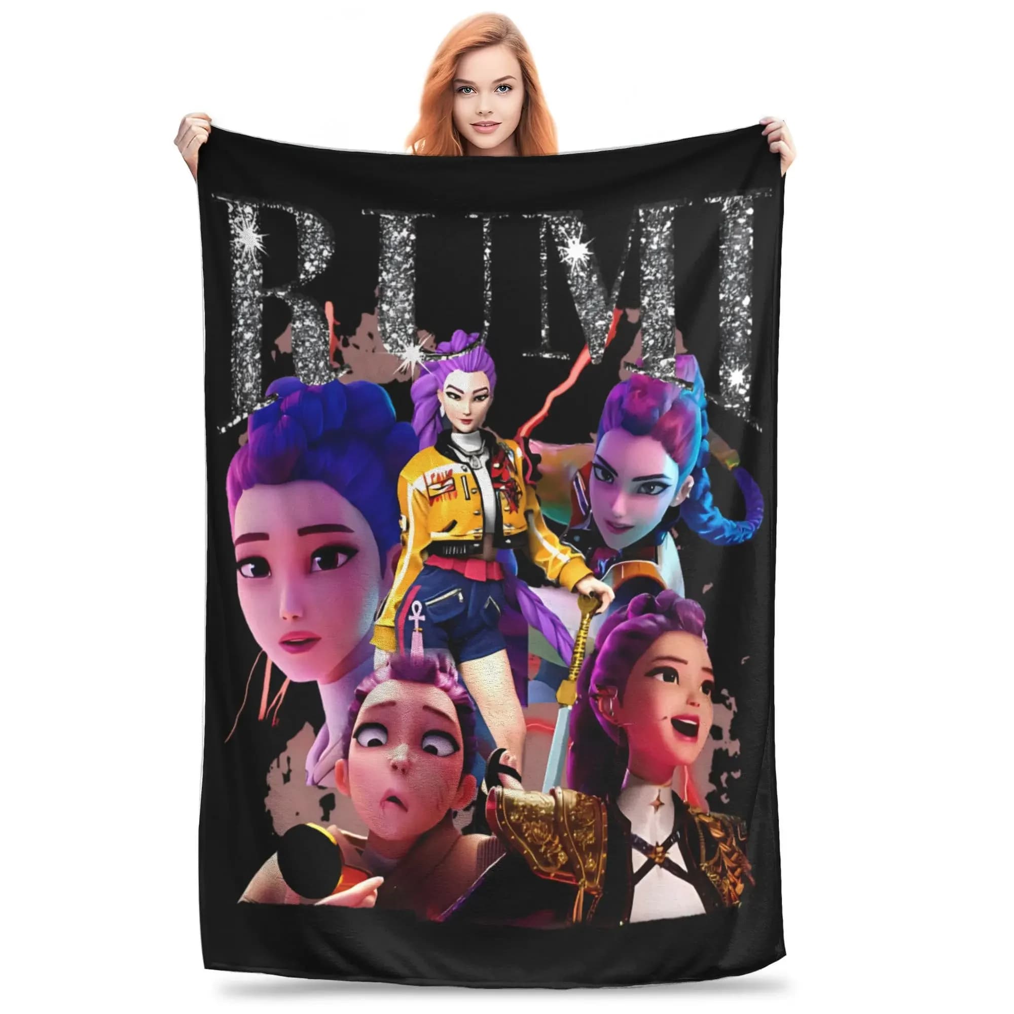 Rumi Kpop Demon Hunters Soft and cosy blanket for camping couch, chair, flannel bed cover, aesthetic sofa cover