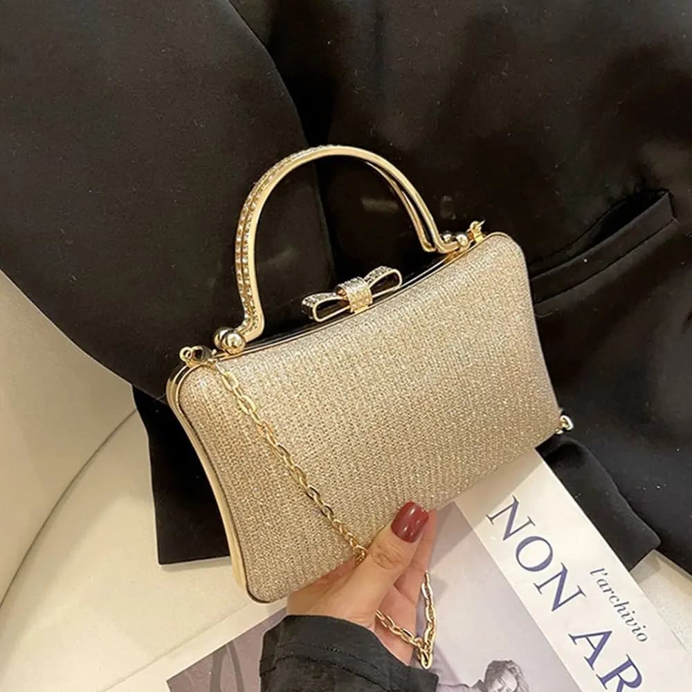 Casual Glitter Evening Banquet Bag Wrist Bag Rhinestone Box Handbag Shoulder Bag Crossbody Bag Ladies Clutch Bag Party