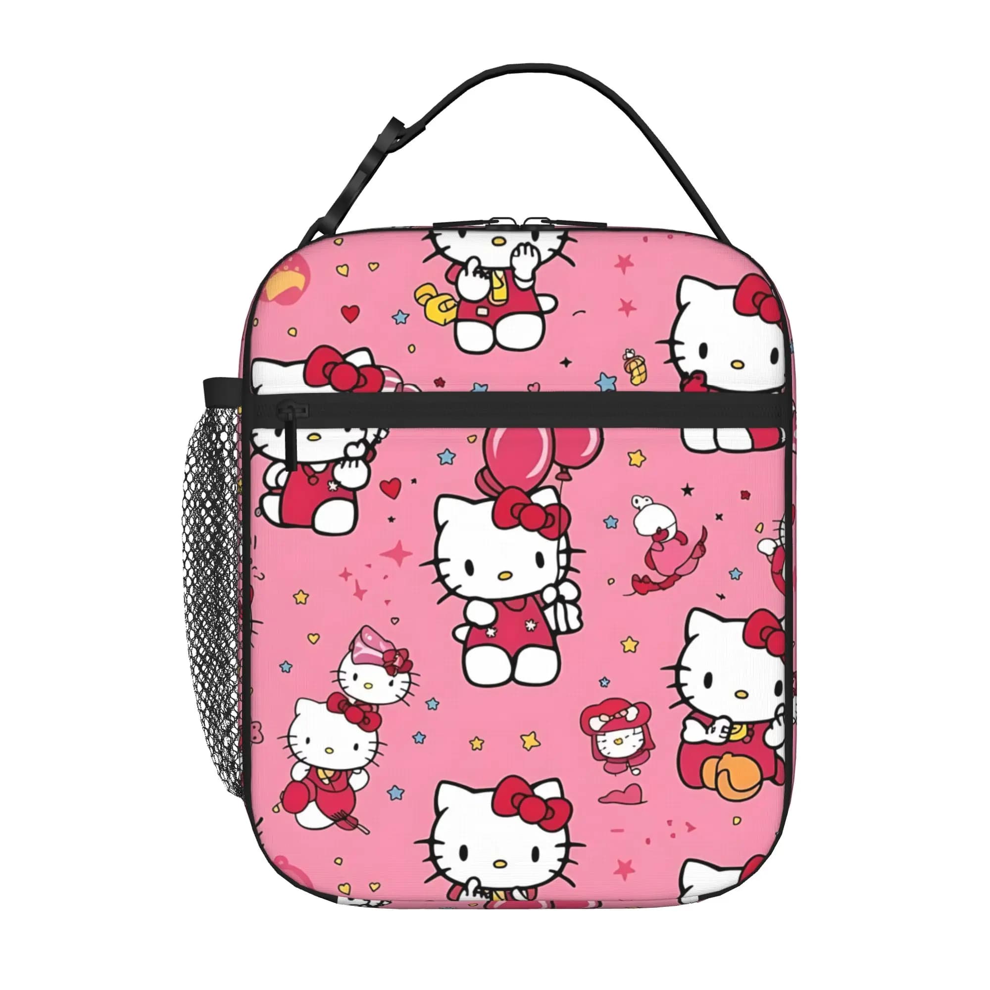 1 Piece Zipper Closure Face Storage Bag Pocket Hello Kitty School Lunch Food Box Reusable For Lunch Food Bag