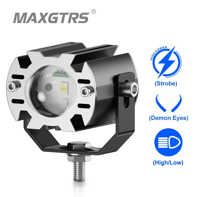 20W Super Bright Tri-model moto LED faro Mini proiettore lente auto ATV Driving fendinebbia Scooter ausiliario Strobe Spotli