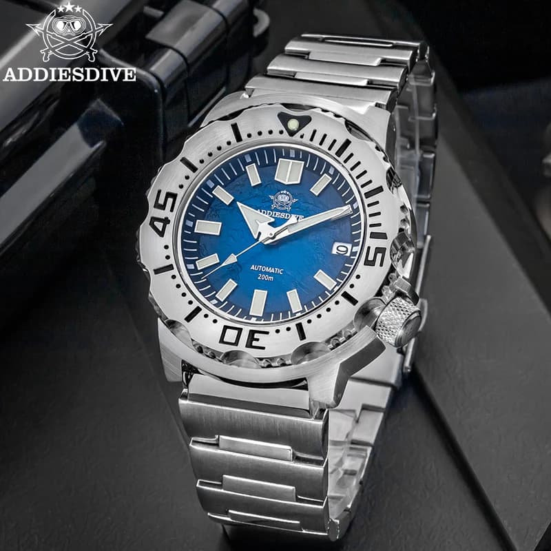 ADDIESDIVE Men's Watch BGW9 Luminous Sapphire Surf Blue Dial Reloj Diver NH35 Automatic mechanical watch AD2047