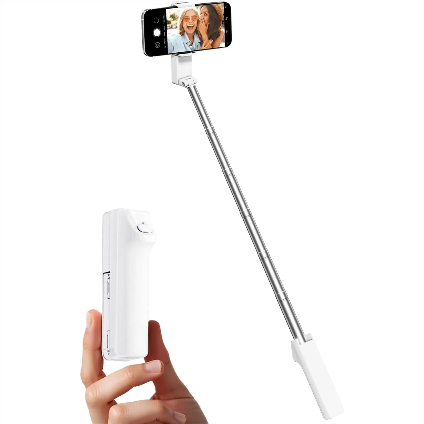 Bastone per selfie portatile, leggero ed estensibile in acciaio inossidabile con telecomando wireless per iPhone/telefoni Android, ideale per vlog e viaggi