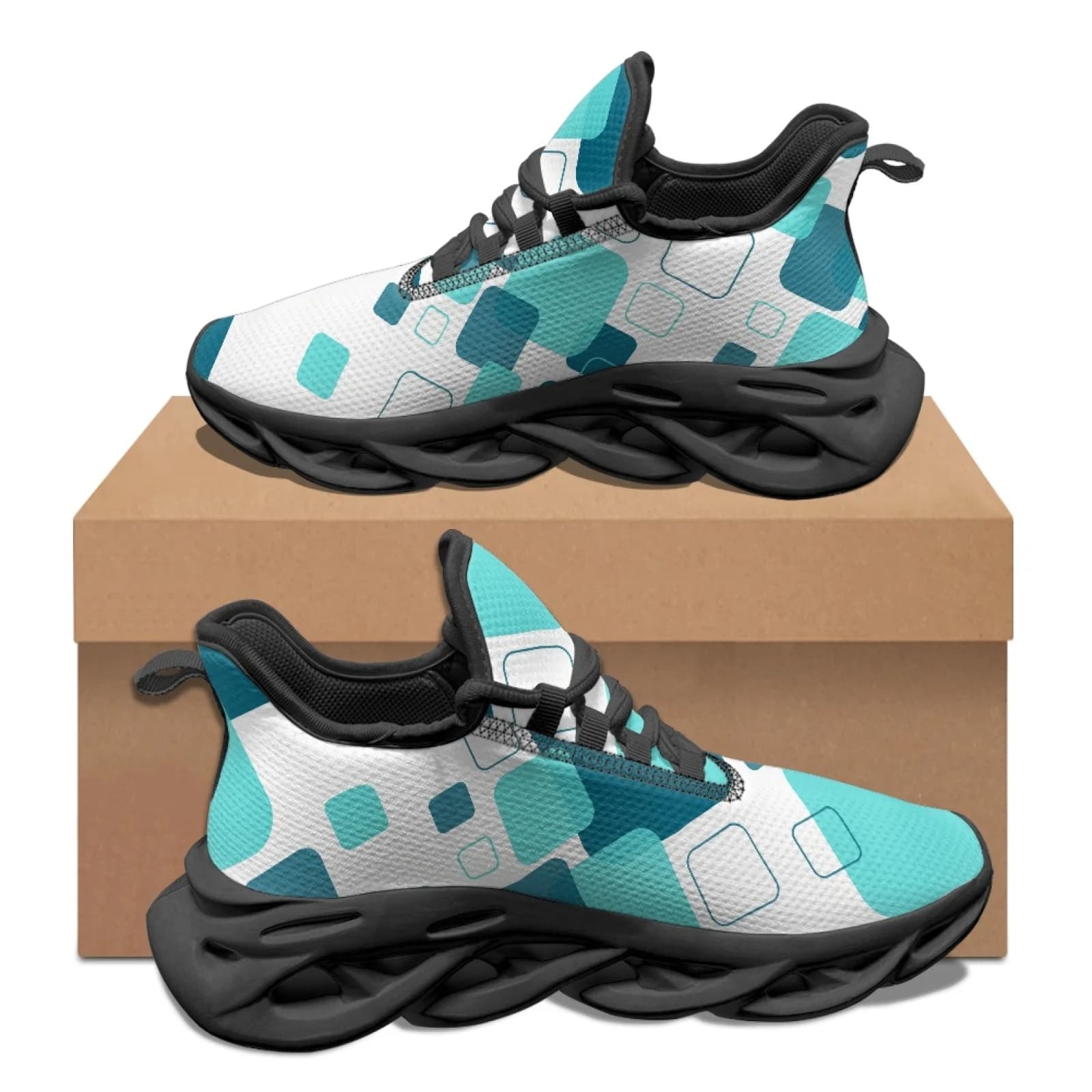 PENSTROLL Comfortable Mesh Running Shoes Casual Tennis Sneakers for Walking Men Square Geometric
