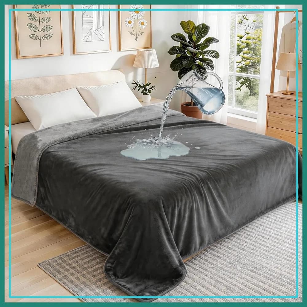 Coperta Impermeabile per Cani: Grande Coperta in Flanella per Divano, Misura King 108x90 Grigia