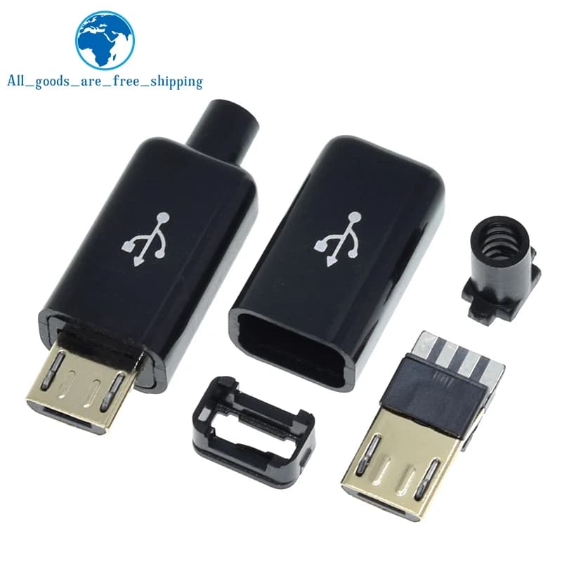 10/30 pz Micro USB 5PIN Tipo di Saldatura Spina Maschio Connettori Caricatore 5P USB Coda Presa di Ricarica 4 in 1 Bianco Nero
