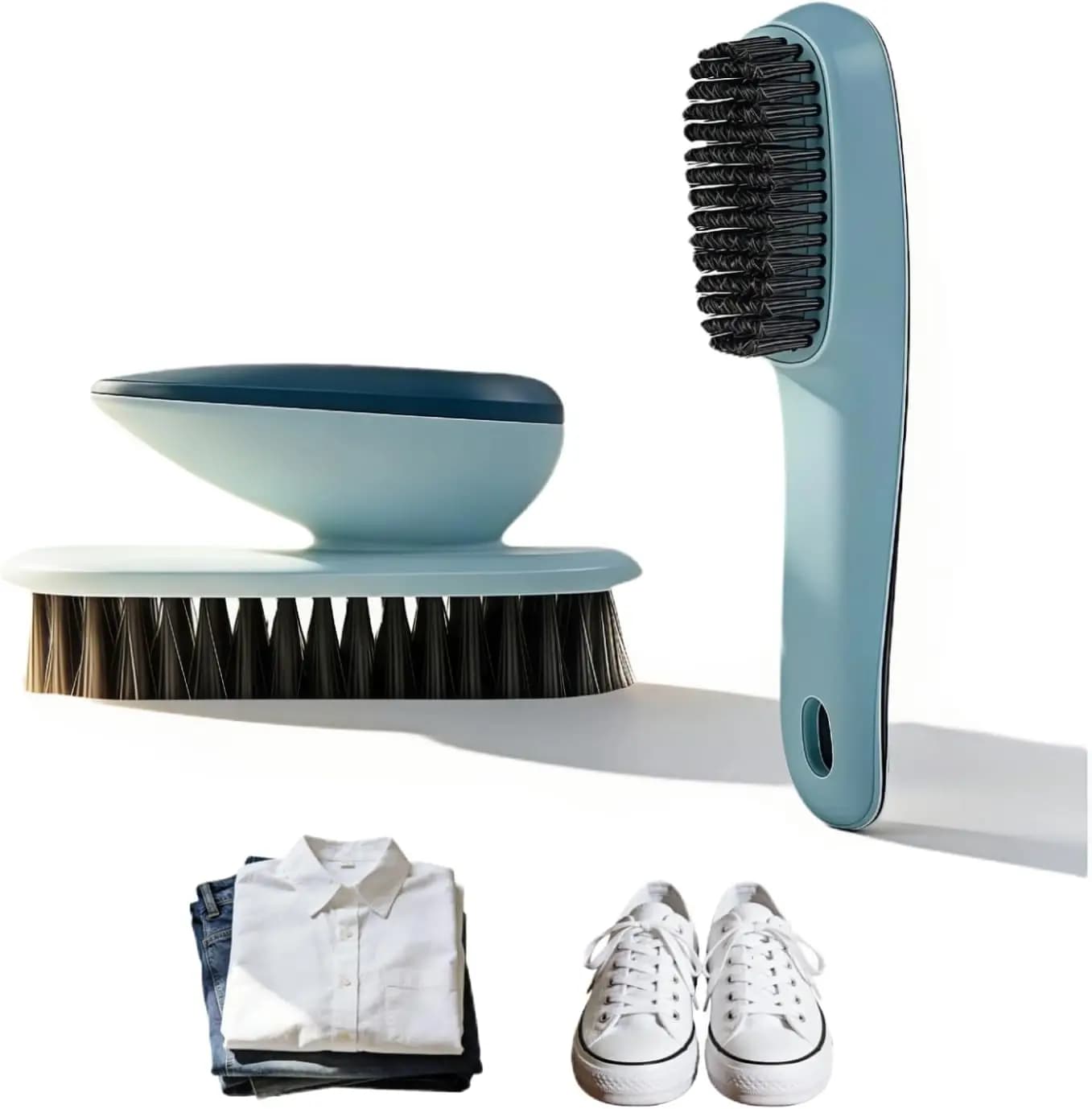Set di 2 Spazzole per Scarpe e Vestiti - Rimuovi-Macchie Resistente con Impugnatura Antiscivolo e Foro per Appendere