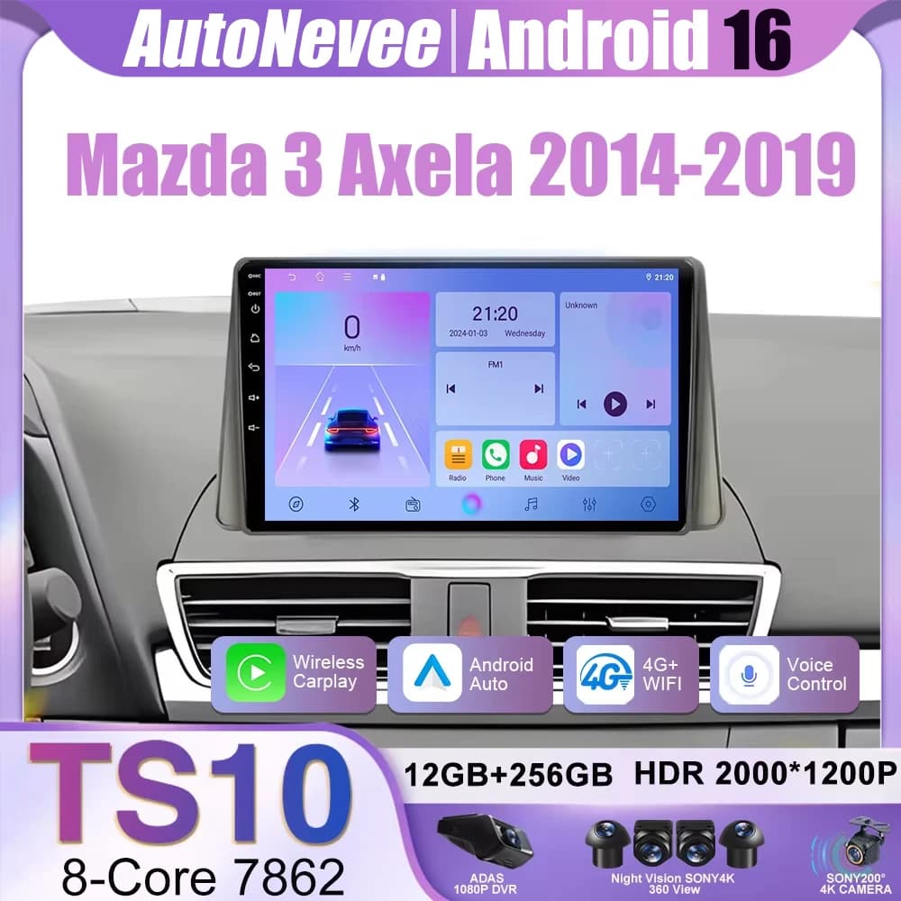 Android 16 Autoradio Per Mazda 3 Axela 2014 2015 2016 2017 2018 2019 Lettore Automatico di Navigazione GPS Multimediale Carplay No 2din DVD