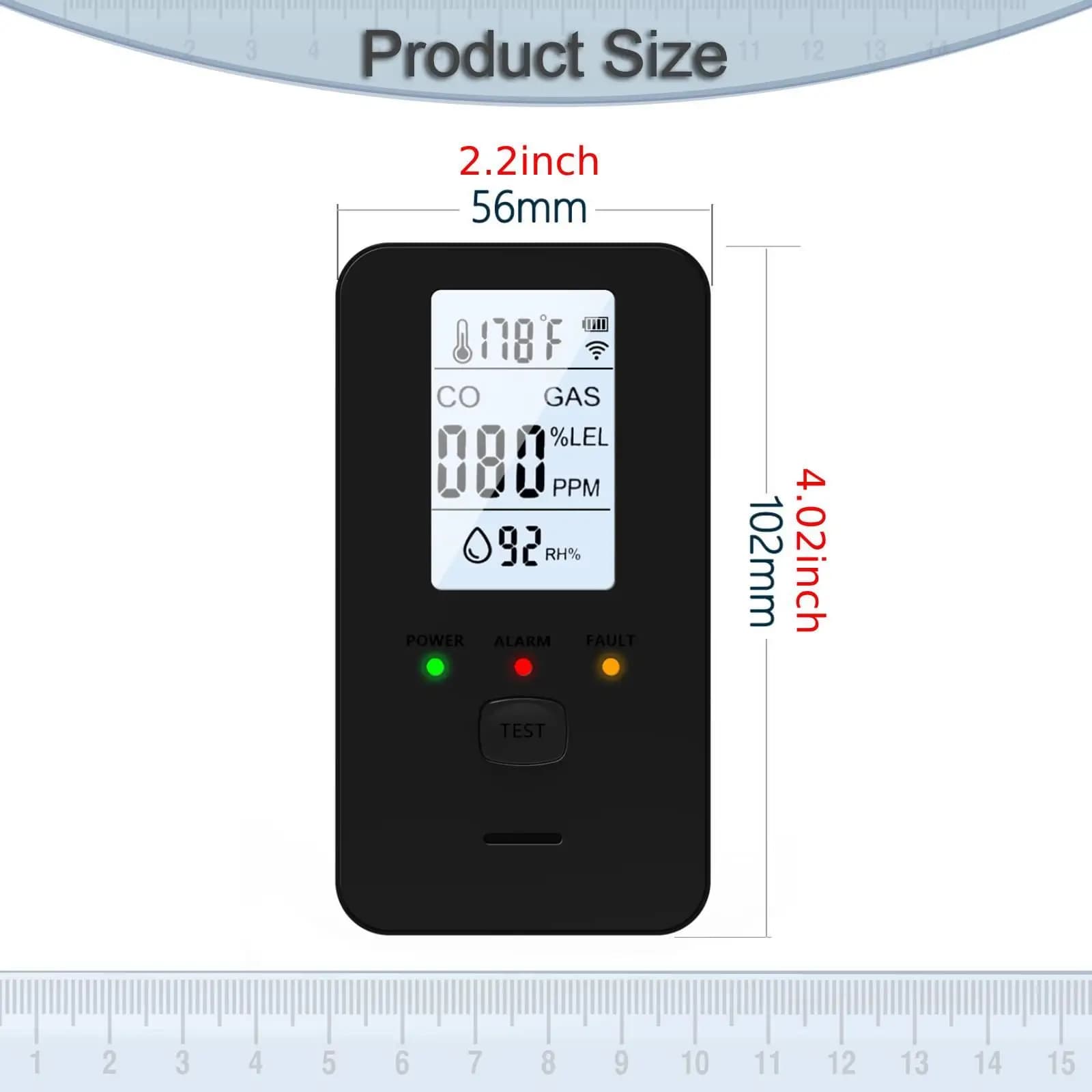 CO Detector Gas Alarm Plug and Play Digital Display Compact Sound Warning CH4 CO Temperature Humidity for School Home Office