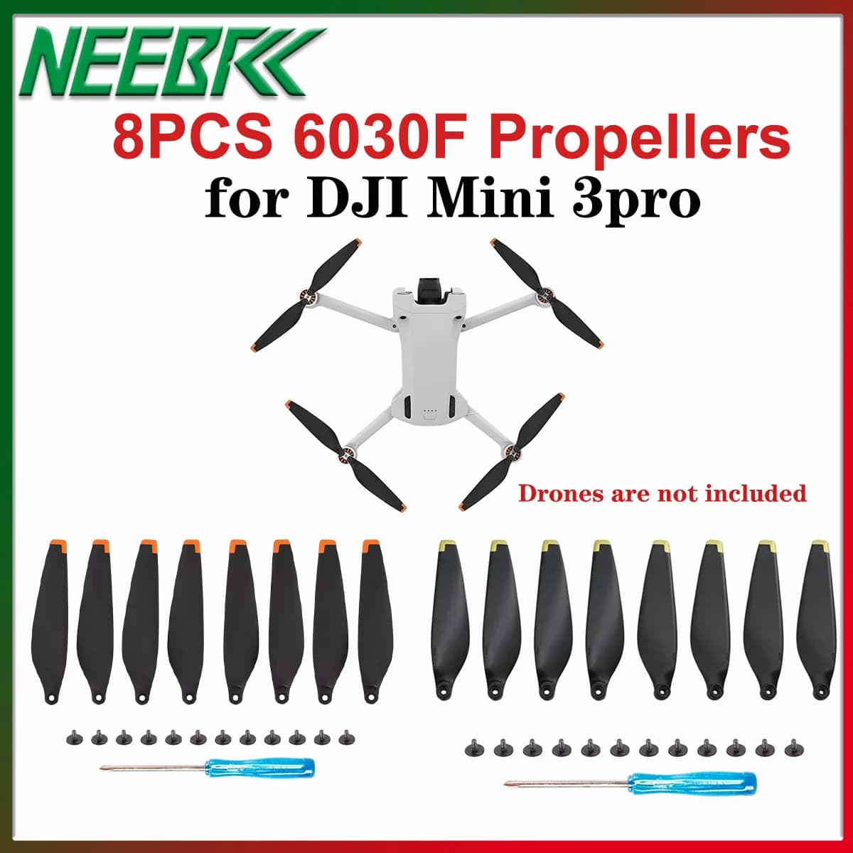 8PCS 6030F Elicates Light Low Noise Blade for DJI Mini 3 Pro Drone Puntelli Portable Wing Fans Spare Parts