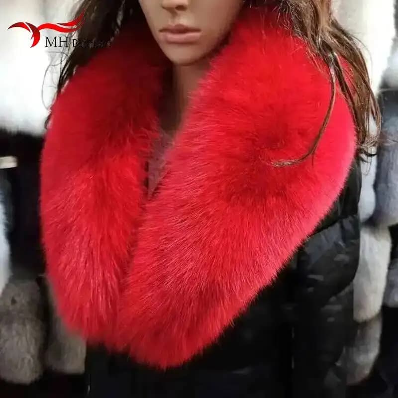 Winter Real Fox Fur Collar 100% Genuine Natural Pink Scarf Scarves Women Large Size Wraps Neck Warmer Luxury Furry Shawl Female