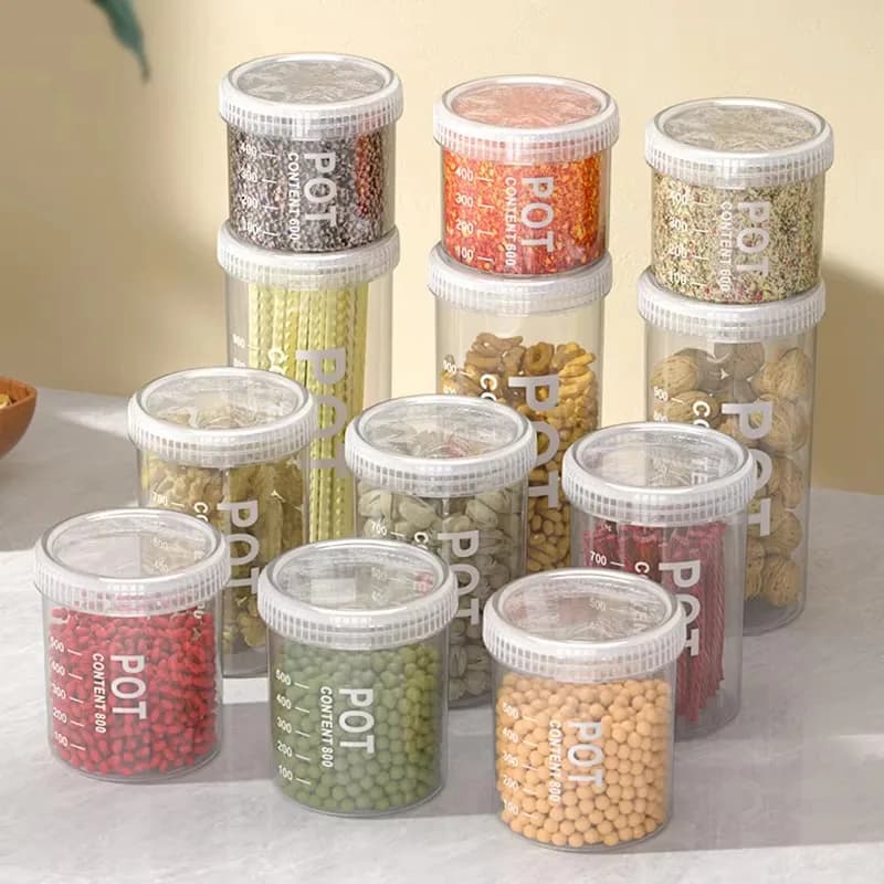 Set da 1-4 Contenitori Sigillati con Tappo Girevole, Barattoli Trasparenti per Conservazione in Cucina, Contenitori Ermetici per Cereali, Fagioli, Farina, Pasta
