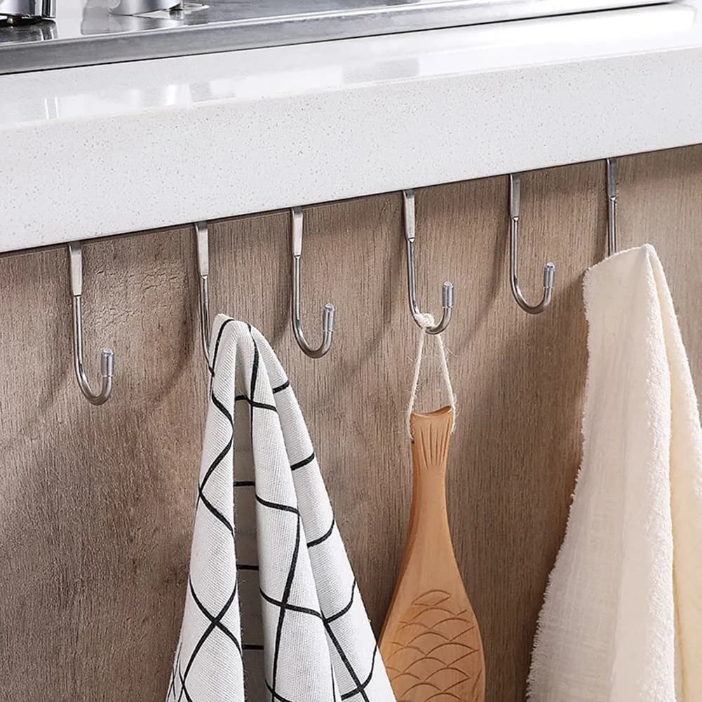 ABSJ-Stainless Steel Perforation-Free Cabinet Door Seamless Clothes Hook Door Back Wall Hanging Hook