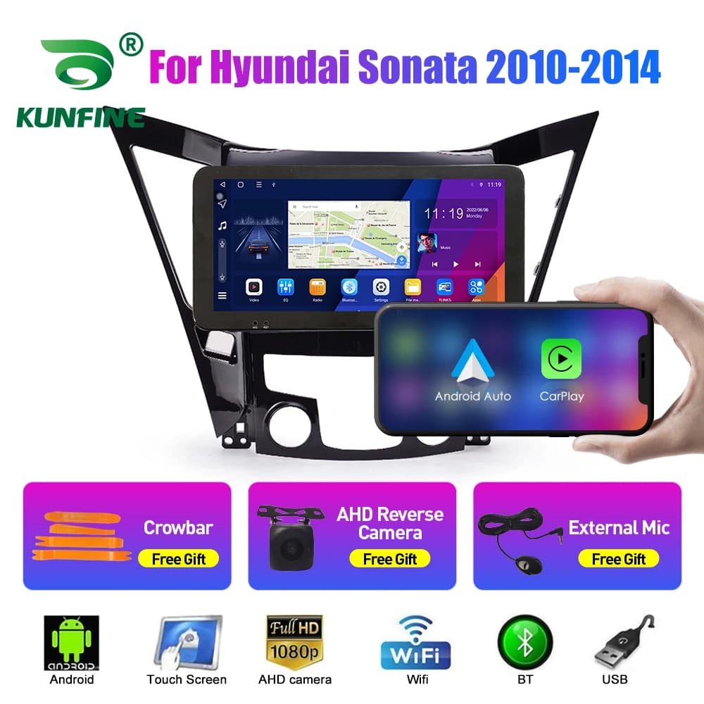Autoradio da 10.33 pollici per Hyundai Sonata 2010-20142Din Android Octa Core Car Stereo DVD Lettore di navigazione GPS Schermo QLED Carplay