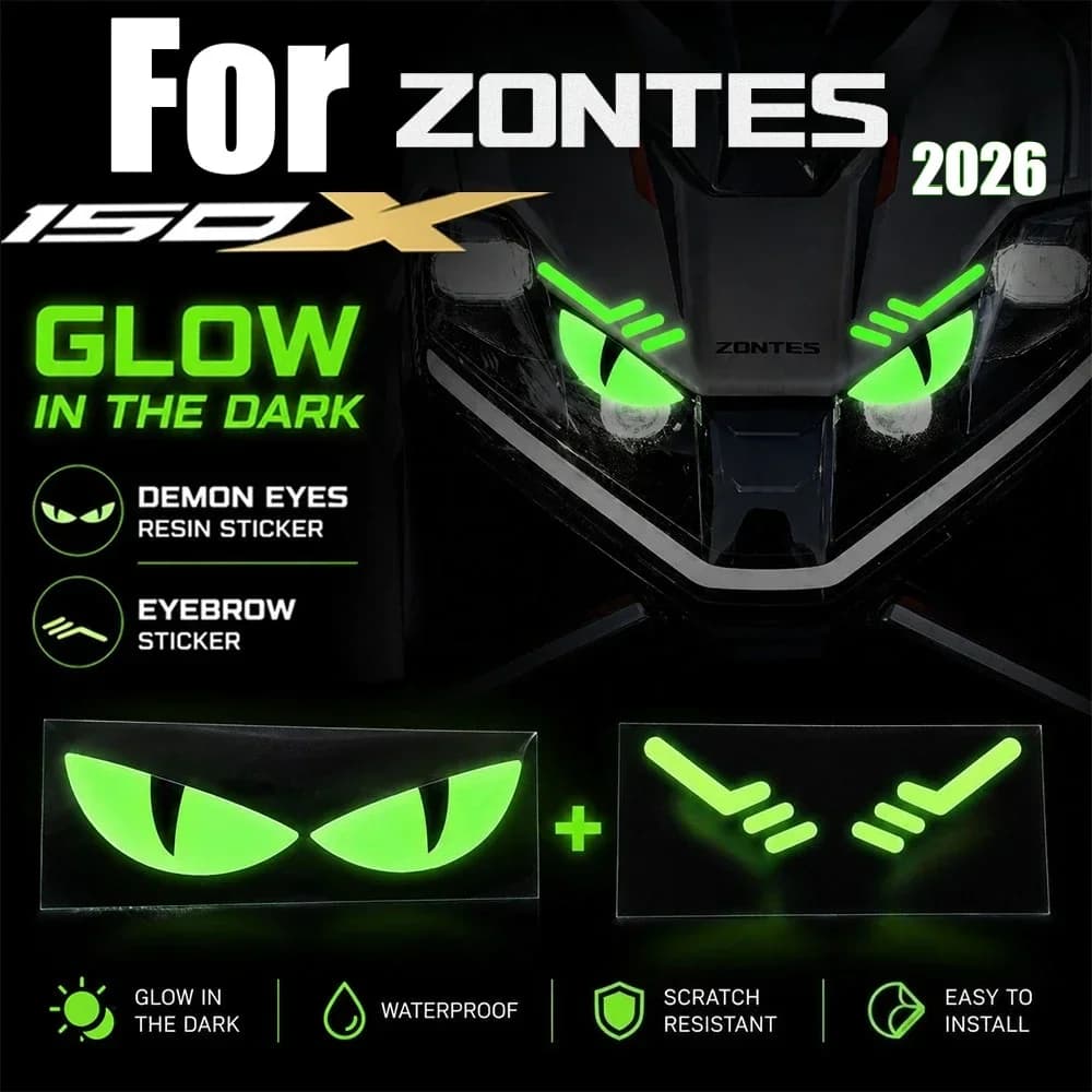 Motorcycle 150X 2026 Stickers Demon Eyes Emblem Eyebrow Sticker Reflective Waterproof Decals Helmet Accessories For ZONRES 150x