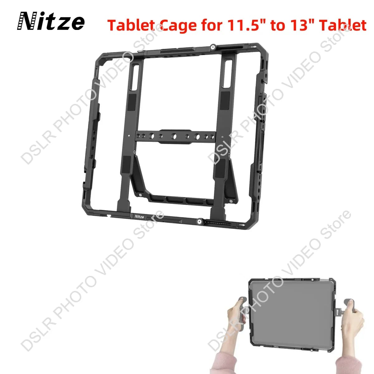 Nitze 11.5-13 Inch ipad Cage Expansion Parts Aluminum Alloy Tablet Cage for 11.5" to 13" Tablet Apple Mate pad pro