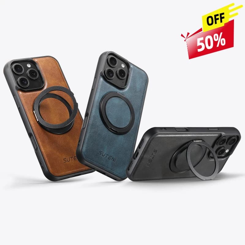 360 ° Custodia in pelle PU con cera magnetica rotante per olio per iPhone 15 Pro Max 16Pro 14Pro 13 12 11 Cover posteriore di ricarica Magsafe