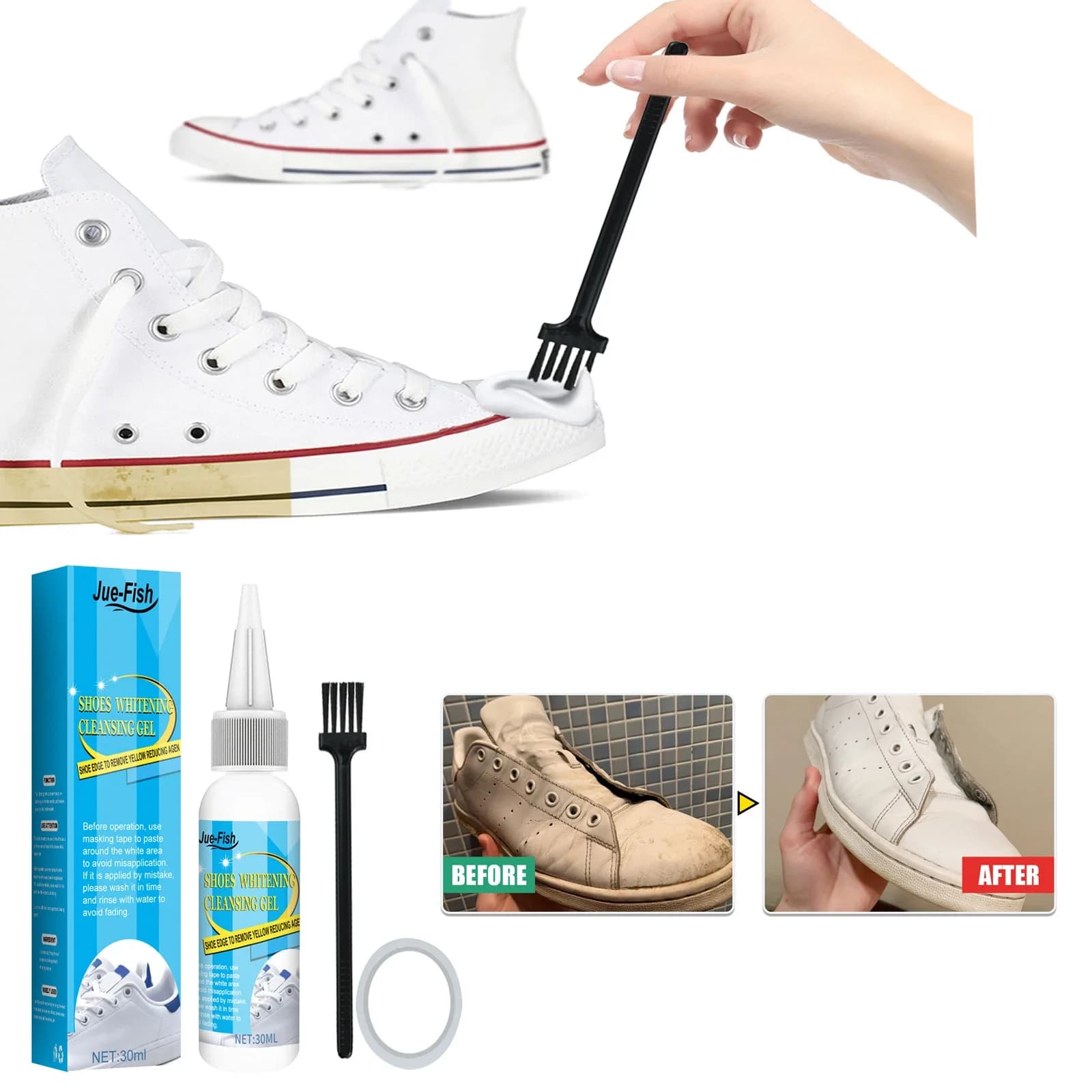 White Shoes Cleaning Gel Stain Dirt Remover Shoe Washing Sneaker Whitening Cleaning Remove Yellow Edge White Shoes Cleaner Kit