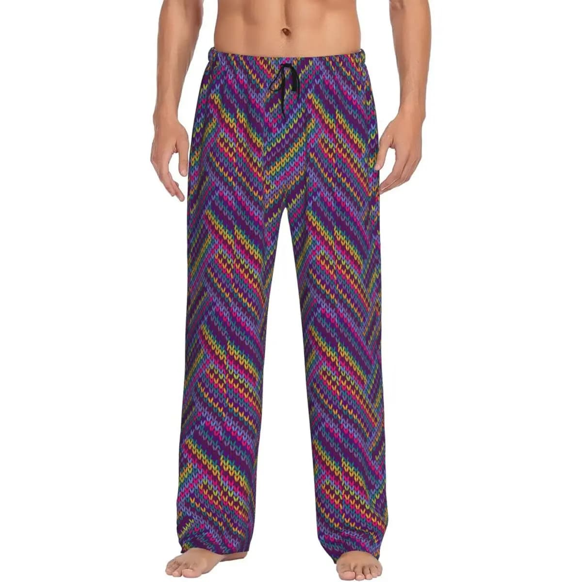 Pantaloni da Pigiama Personalizzati in Stile Vintage Boho per Uomo, Pantaloni da Notte con Coulisse e Tasche
