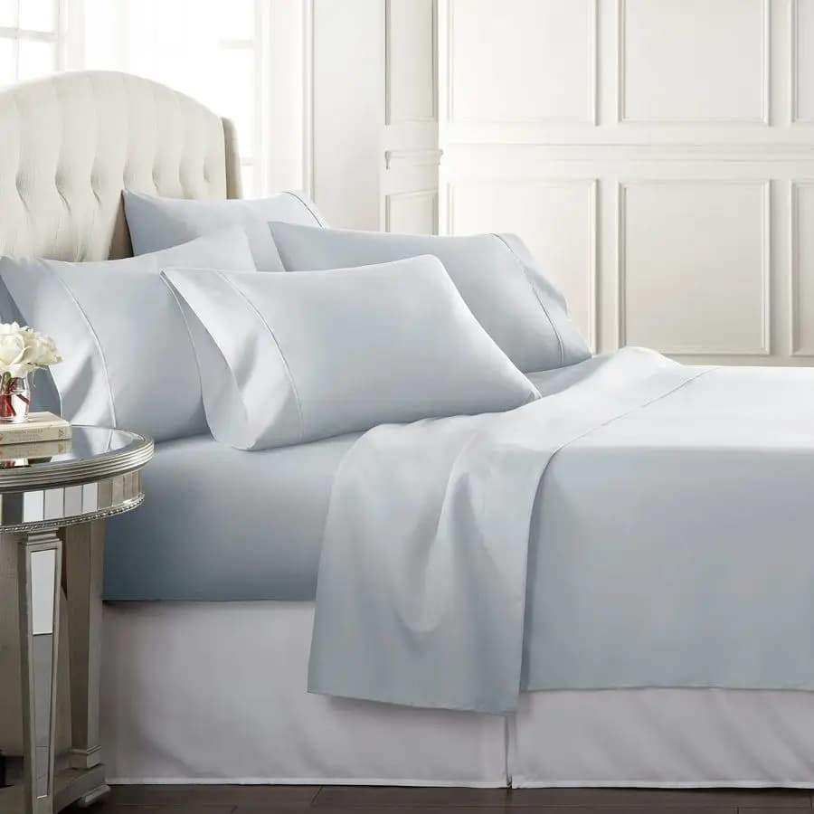 Set of Cal King Sheets for Chi Soffre il Caldo, Premium Bed Sheets from Hotel with 4 Faithful, Microfiber Light Brushed with Tasche Profonde, B