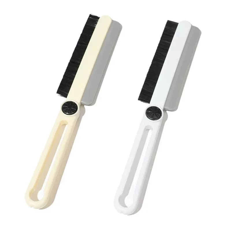 Multifunction Cleaning Brush Rotation Long Handle Soft Bristle Brush with Silicone Scraper Bathroom Toilet Wall Corners Cleaner