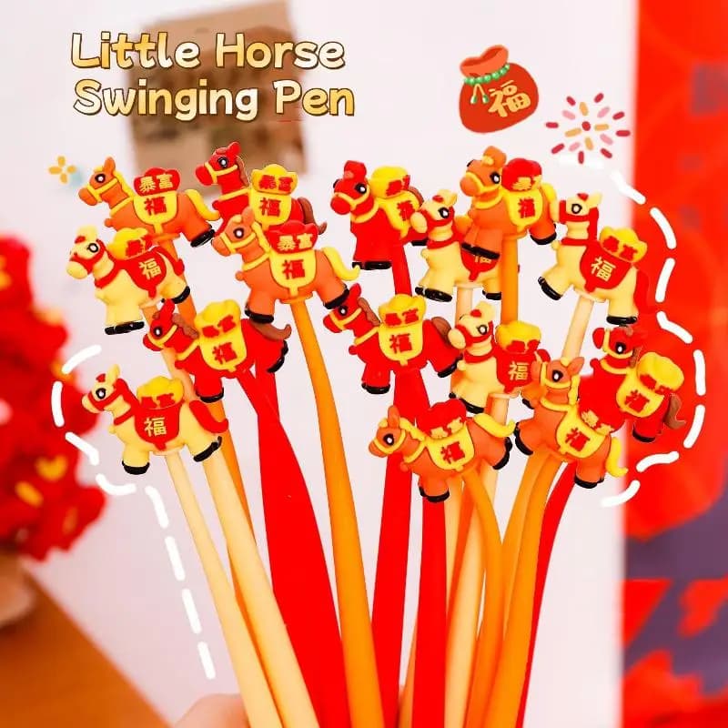 3 pezzi simpatico cartone animato pony oscillante penna gel cavallo anno penna di cancelleria penna neutra studente bambini scuola scrittura forniture di cancelleria