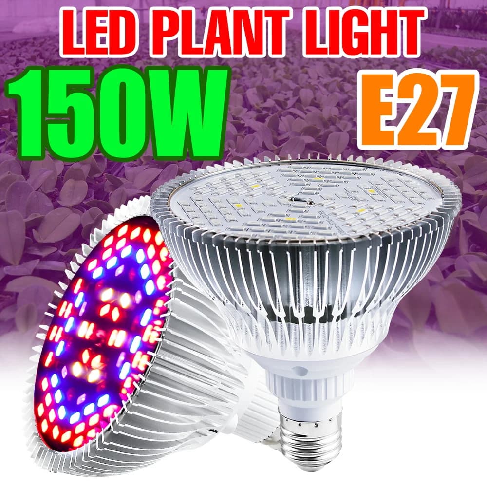 Lampadina LED per Coltivazione Piante 150W E27 Spettro Completo, Lampada per Coltivazione Indoor E14 per Fiori e Verdure in Vaso, Illuminazione Supplementare 110V/220V