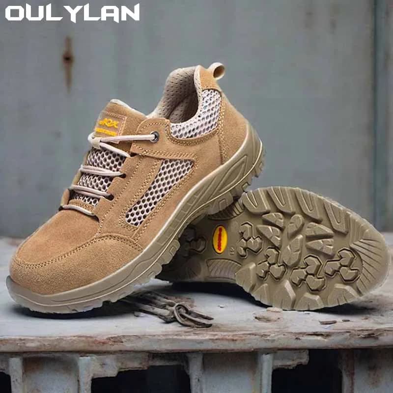 Oulylan Labor Male Summer Traspirante per uomo Calzature Stivali antinfortunistici con punta in acciaio antiforatura Scarpe protettive da lavoro resistenti all'usura