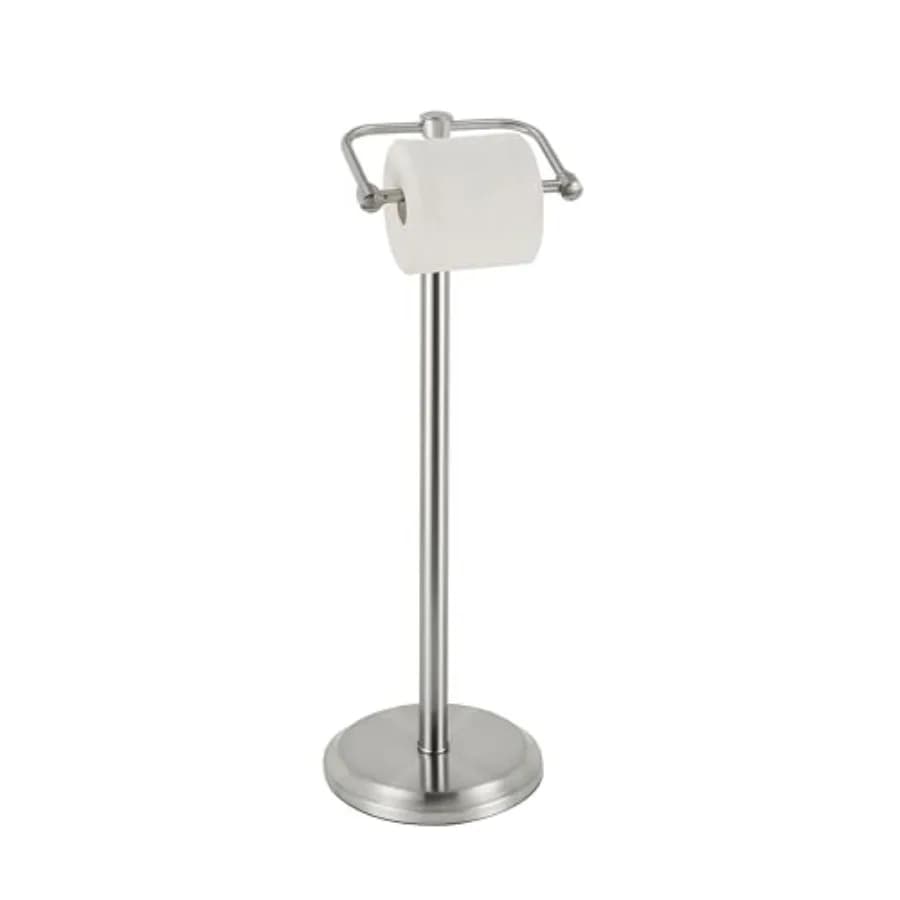 Portarotolo da terra per carta igienica con base pesante, supporto per rotoli di carta igienica da bagno, adatto per rotoli jumbo e standard, autoportante