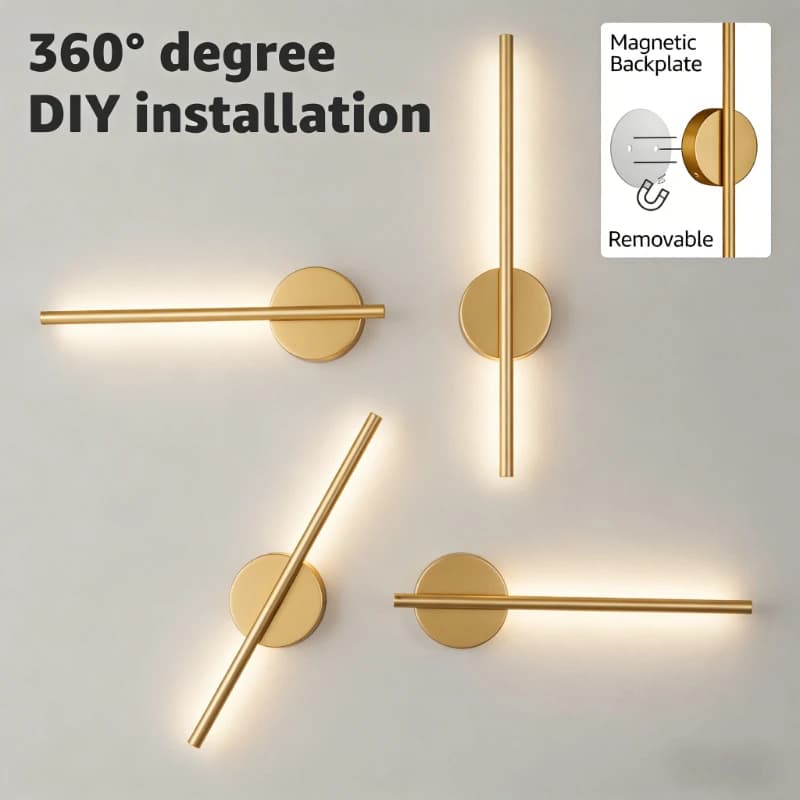 Applique da Parete a Batteria, Luce LED Wireless 5V con Telecomando, Ricaricabile USB, per Camera da Letto e Soggiorno