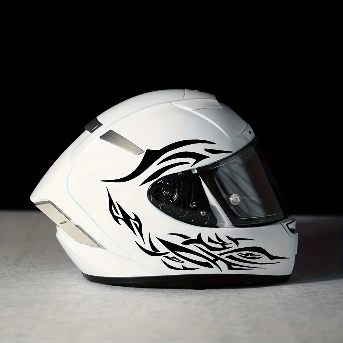 Waterproof Durable Vinyl Decal, Black & Red Accents, Ideal for Rider Gift & Bike Deco1pc Red Flame Motorcycle Helmet Sticker,
