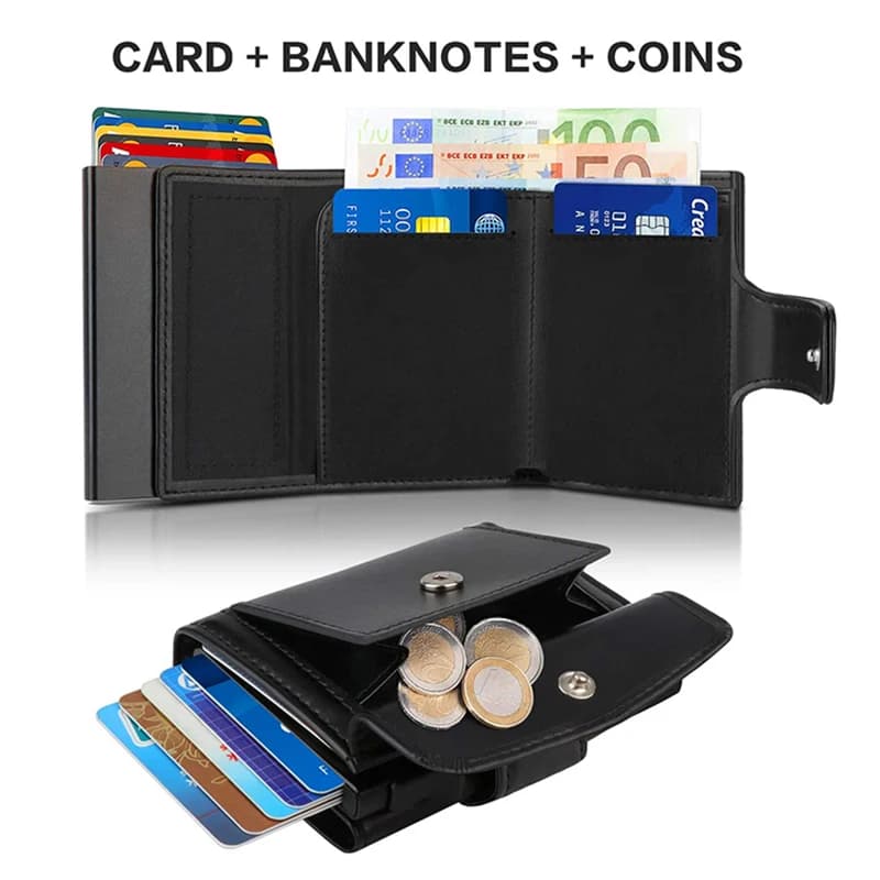 Porta carte di credito Rfid Portafogli da uomo Nero Magic Trifold in pelle Slim Mini Portafoglio Piccolo sacchetto di soldi Portafogli maschili Carteira Masculina