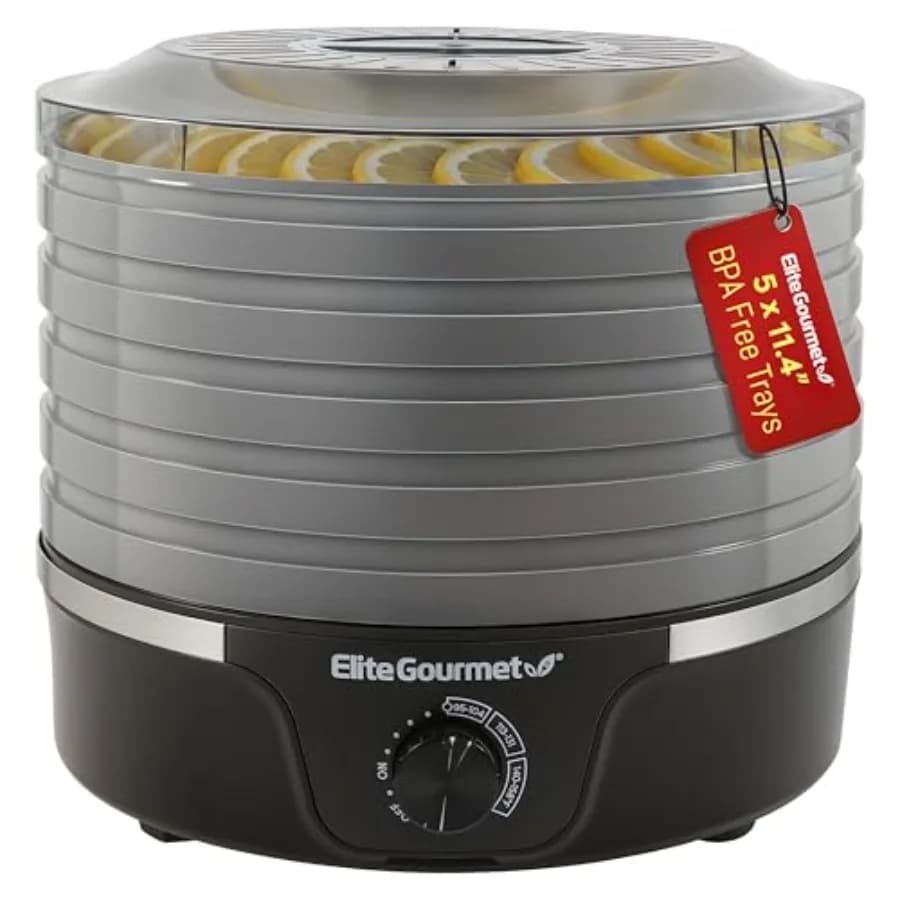 Essiccatore per Alimenti EFD319BNG con 5 Vassoi Senza BPA da 28,9 cm, Controlli di Temperatura Regolabili, per Carne Essiccata, Erbe, Frutta, Verdura, Snack Essiccati, Grigio 5
