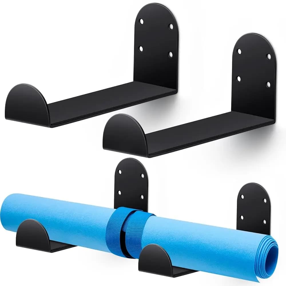 Set di 4 Ganci da Parete per Tappetini Yoga, Supporto per Tappetini da Esercizio, Ganci per Rulli in Schiuma, Organizzatore da Palestra per Appendere Attrezzi Fitness
