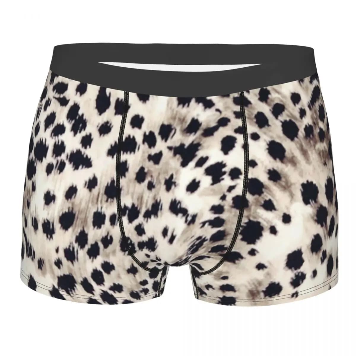Boxer da uomo in finta pelliccia animale con stampa 3D, slip elasticizzati con stampa leopardo delle nevi