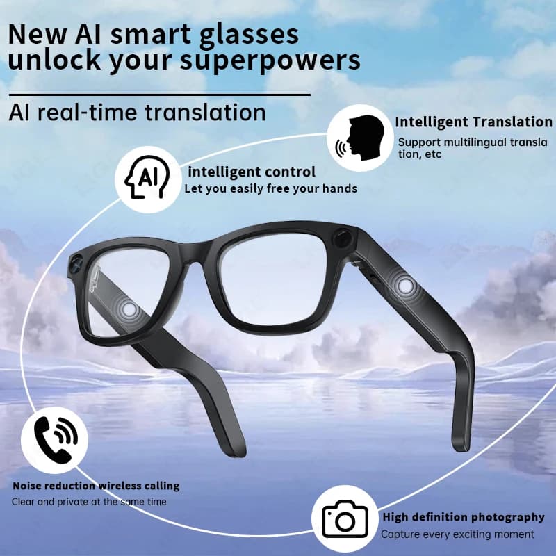 LIGE Smart Glasses 800W Pixel Camera Registra video Fotografia Occhiali intelligenti AI Traduzione intelligente Assistente vocale Occhiali da sole