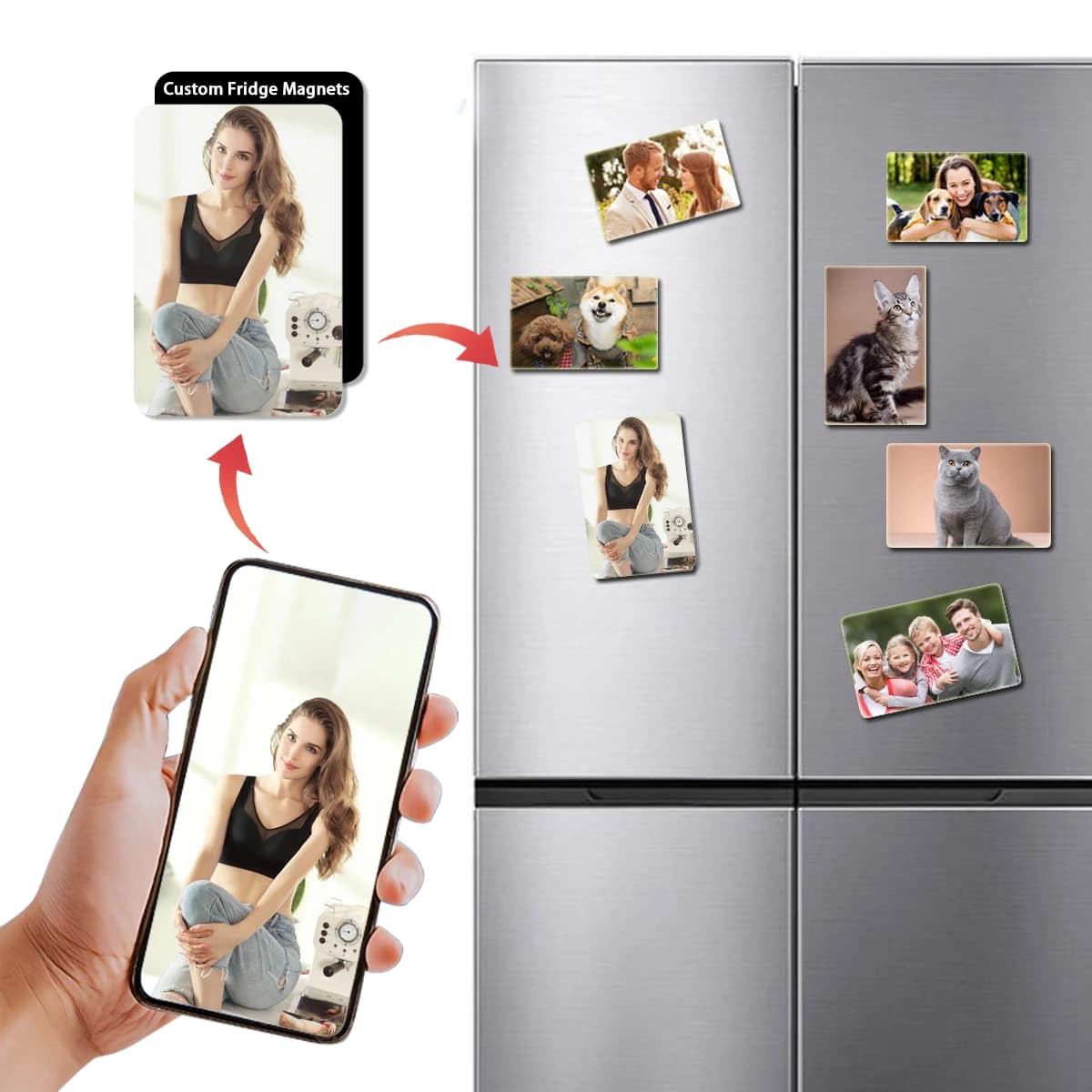 Foto personalizzata Magneti per frigorifero in acrilico Cornice magnetica personalizzata con foto preferita per la decorazione dell'ufficio della decorazione domestica