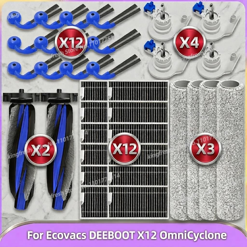 Compatibile con Ecovacs Deeboot X12 OmniCyclone Ricambi per aspirapolvere Rullo principale Spazzola laterale Filtro HEPA Mocio a rullo Accessori