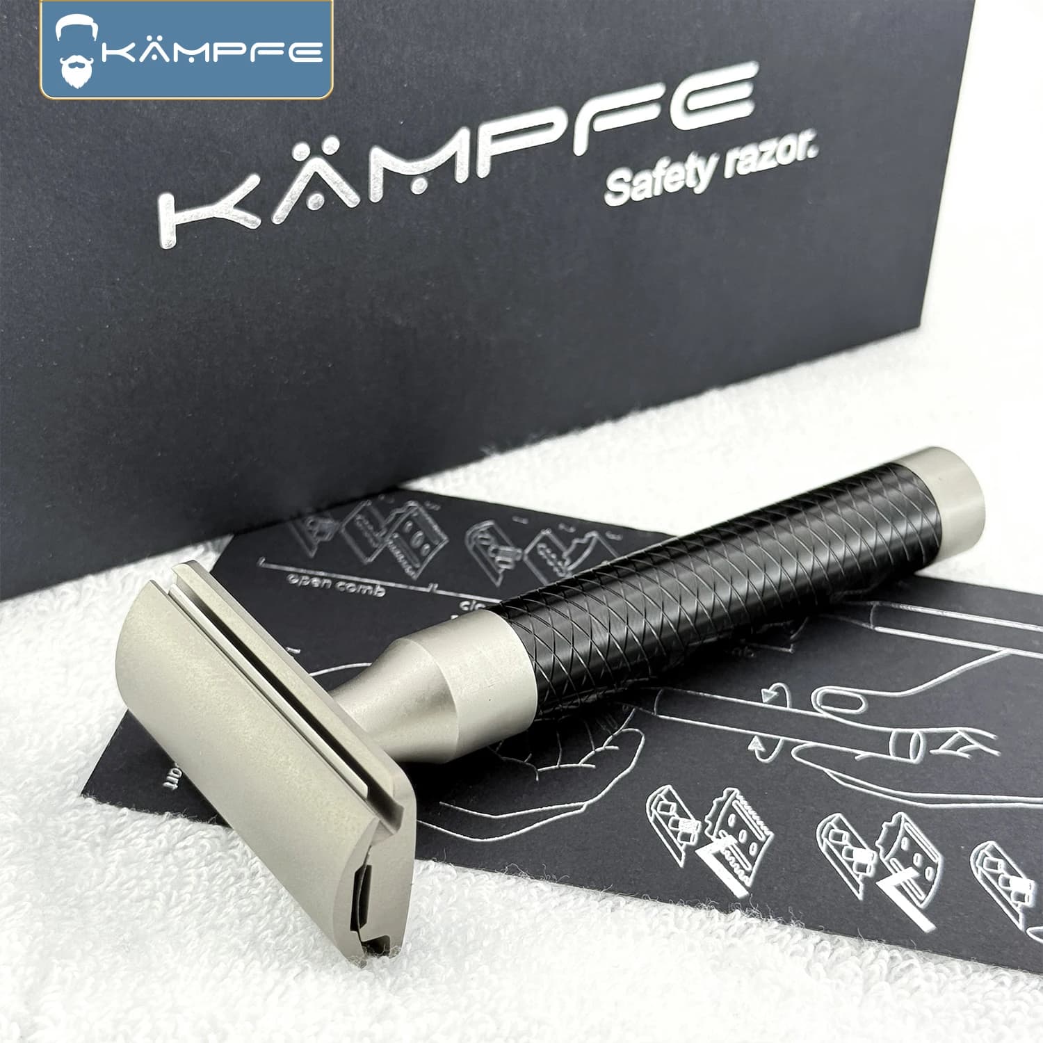 KAMPFE Titanium Double Edge Safety Razor Closed Comb Manual Shaver Non-Slip Handle Men Wet Shaver Daily Use