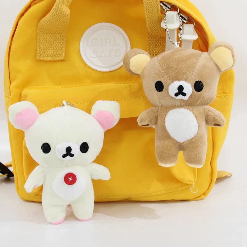 Nuovo Anime Rilakkuma Portachiavi in peluche Zaino Hanings Piccolo ciondolo Animali di peluche Simpatico cartone animato Borsa Accessori per auto Regali