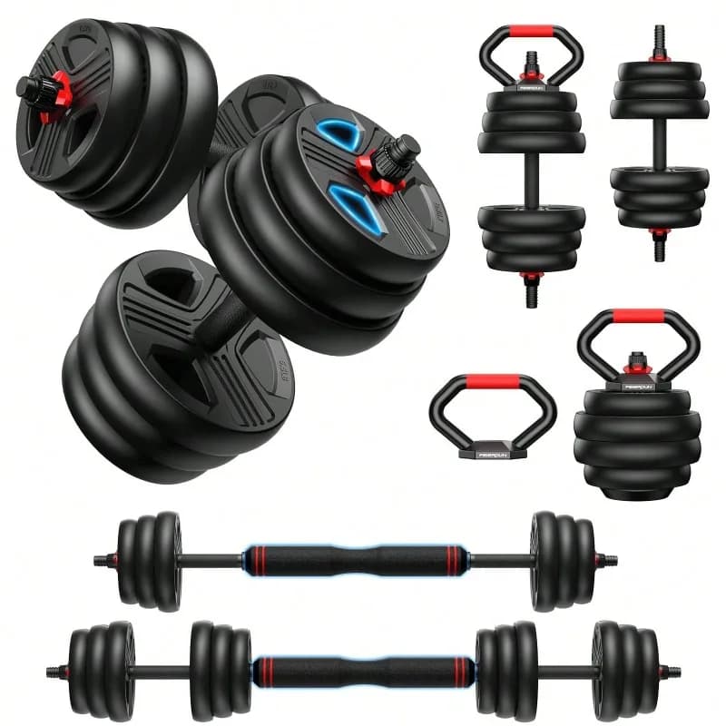 Adjustable Dumbbell Set,45/55/70/90lbs Free Weights Set With Upgraded Nut, 5 In 1 Weight Set Used As Kettlebells, Barbell, Push Up Stand, Fitness Exercise For Home Gym Suitable Men/Women