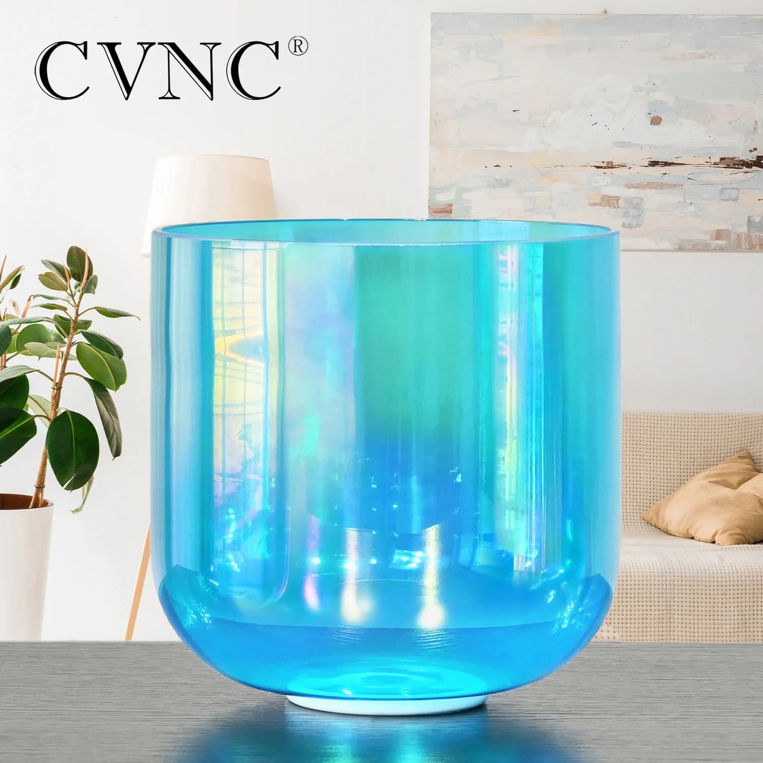 7 Inch Blue With Cosmic Light Alchemy Clear Quartz Crystal Singing Bowl For Therapy And Sound Healing With Mallet singing bowl