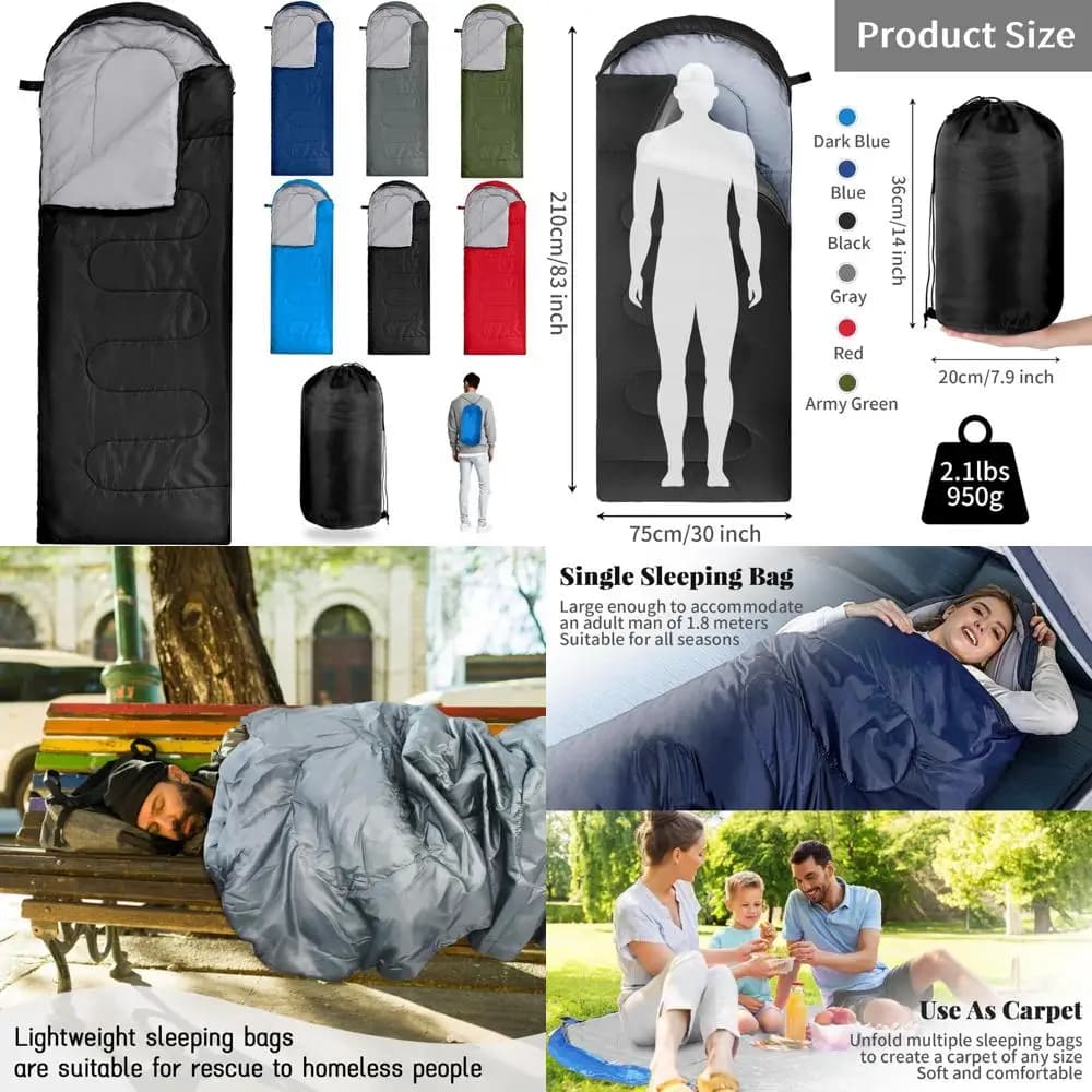 Camping sleeping bags for light and waterproof adults for 4 seasons with cotton lining and compression bags for shoulder backpack